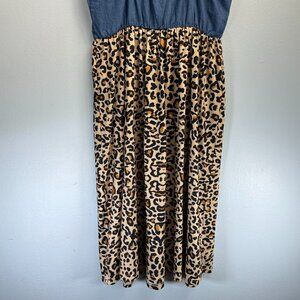 PatPat Denim Dress with Leopard Print - Size Women's Medium